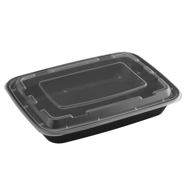 12 Oz Rectangular Black Base Container And Lids