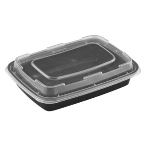 16 Oz Rectangular Black Base Container And Lids