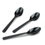 Heavy weight black plastic tea spoon