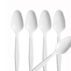 Heavy weight white plastic tea spoon