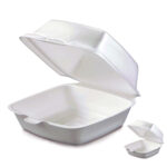 small 5 Inch White Foam Sandwich Hinged Lid Containers