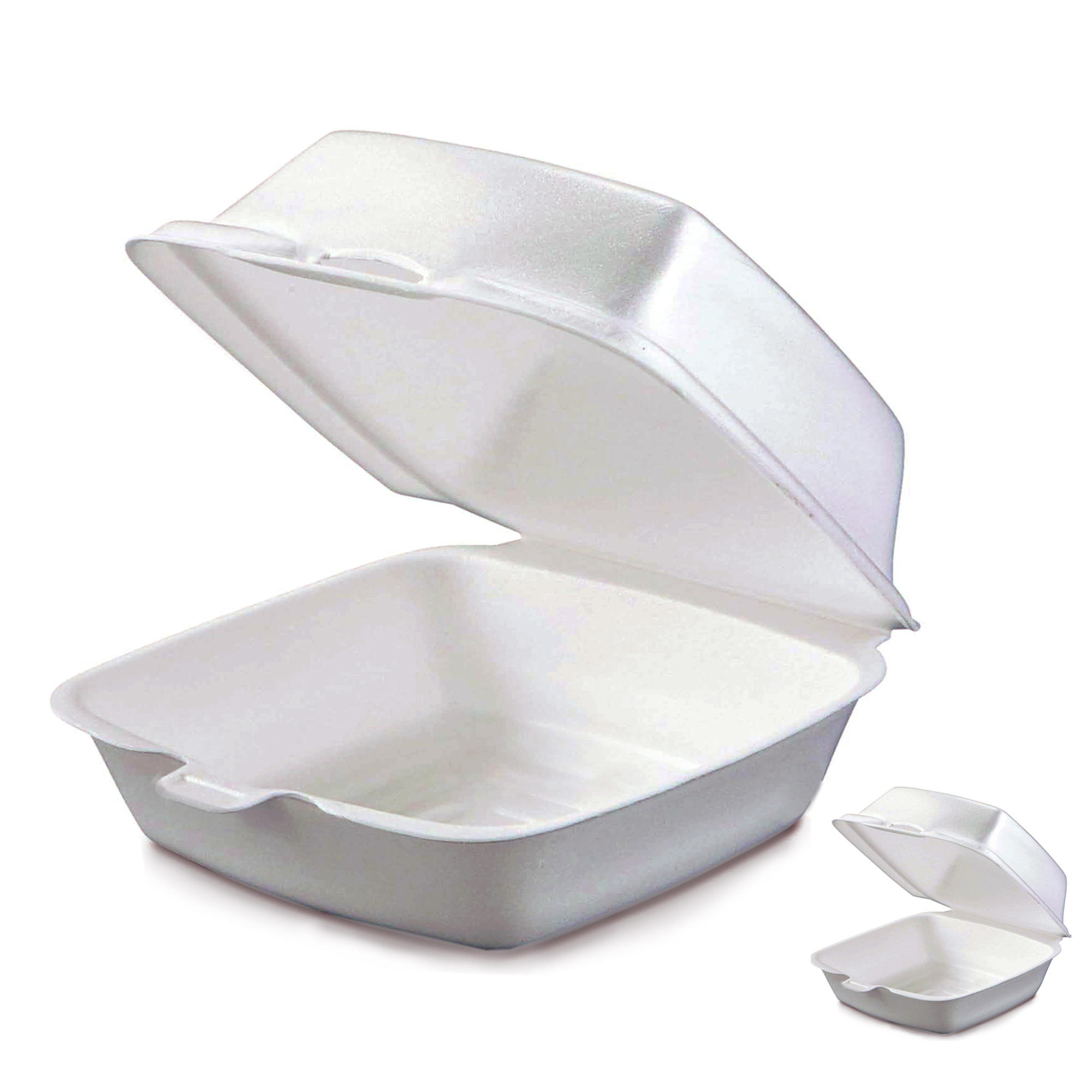 Small 5 Inch White Foam Sandwich Hinged Lid Containers - Continental ...