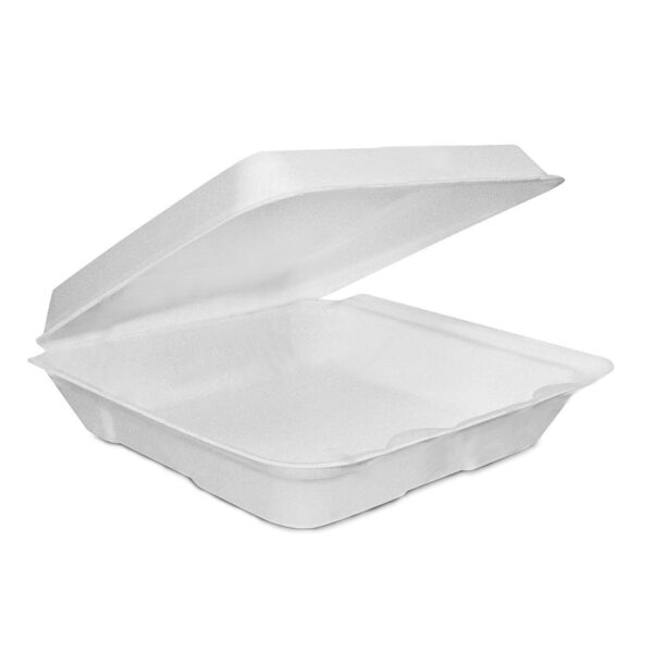 small 9 Inch White Foam Sandwich Hinged Lid Containers