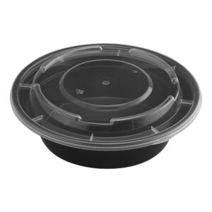 16 Oz Round Black Base Container And Lids