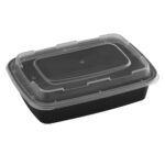 24 Oz Rectangular Black Base Container And Lids