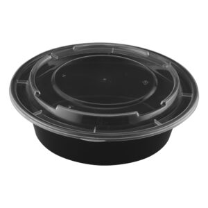 24 Oz Round Black Base Container And Lids