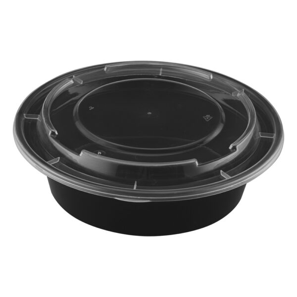 24 Oz Round Black Base Container And Lids