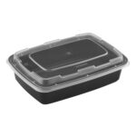 28 Oz Rectangular Black Base Container And Lids