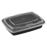 32 Oz Rectangular Black Base Container And Lids