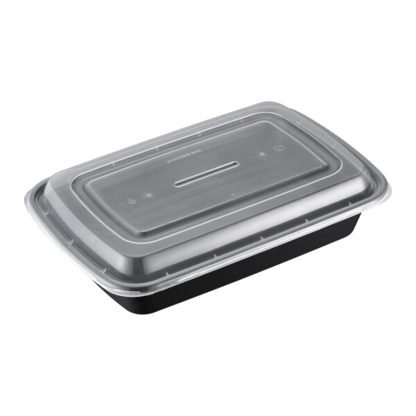 38 Oz Rectangular Black Base Container And Lids