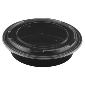 48 Oz Round Black Base Container And Lids